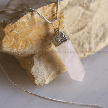 lab tested Rose Quartz Pencil Pendant