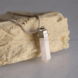 Authentic Rose Quartz Pencil Pendant 