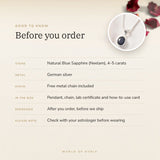 Blue Sapphire (Neelam) Pendant – good to know before you order: what is in the box, energised after order