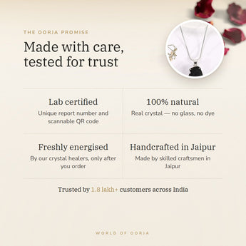 The Oorja promise – Saffordite (Chintamani) Pendant, lab certified and energised after you order