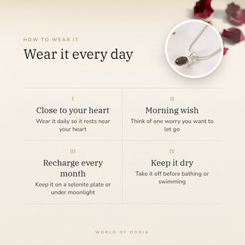 How to wear your Smoky Quartz Pendant – daily wear, morning wish, recharge on selenite or moonlight
