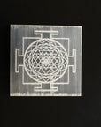 Crystals Charging Selenite Plate - Shree Yantra Engraved - WorldOfOorja