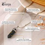 black pendant with highlighting benefits on a light background 