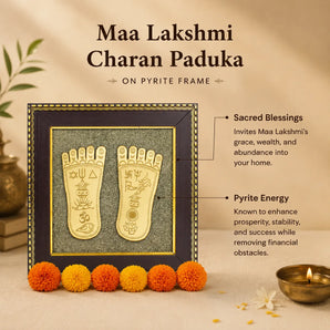 Lakshmi Charan Paduka on Raw Pyrite Frame – Wealth & Blessings – view 3