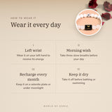 How to wear your Cancer Zodiac Bracelet – left wrist, morning wish, recharge on selenite or moonlight