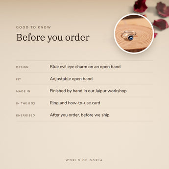 Evil Eye Ring – good to know before you order: what is in the box, energised after order