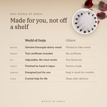 Why World of Oorja – Silver Plated Karungali Bracelet made for you, finished by hand in Jaipur