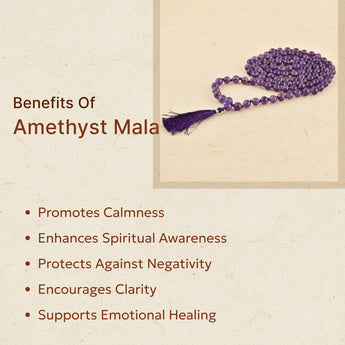 Purple amethyst mala necklace