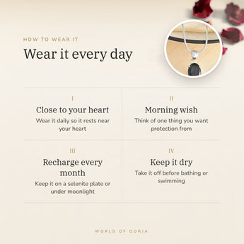 How to wear your Black Tourmaline Pendant – daily wear, morning wish, recharge on selenite or moonlight