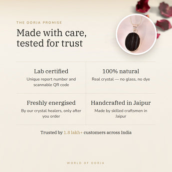 The Oorja promise – Raw Black Tourmaline Pendant, lab certified and energised after you order