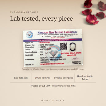 Weight Loss Bracelet lab certificate with QR code – The Oorja promise