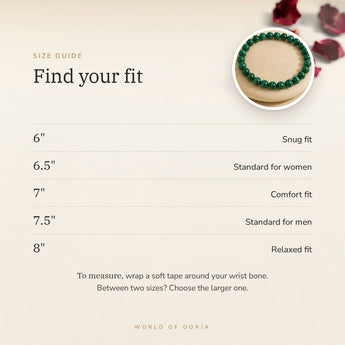 Malachite Bracelet size guide – 6 to 8 inch