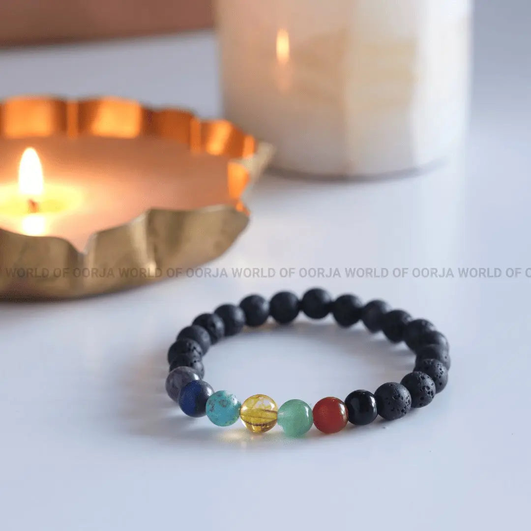 7 Chakra Lava Bracelet - WorldOfOorja