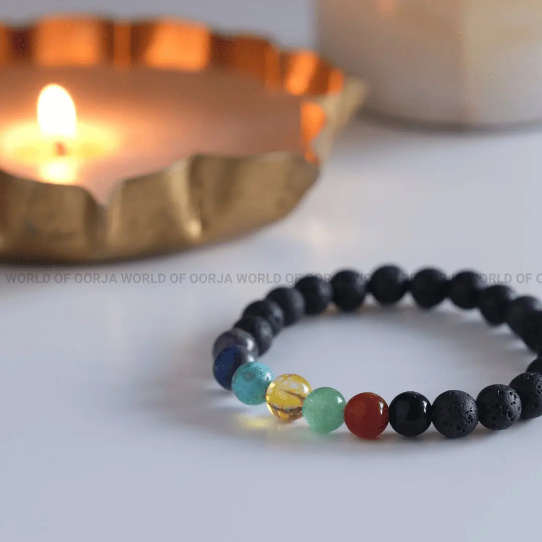 7 Chakra Lava Bracelet - WorldOfOorja