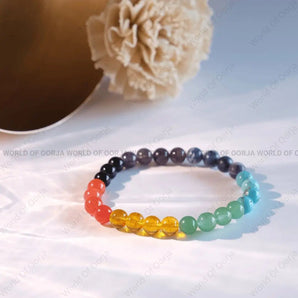 7 Chakra bracelet worn on wrist for spiritual balance and overall wellbeing - lab certified