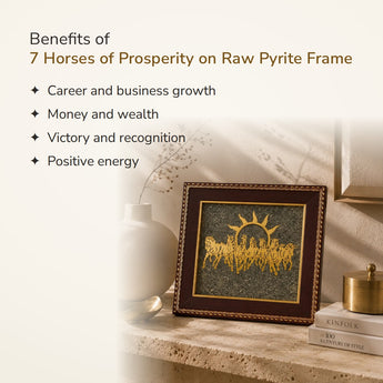 Benefits of 7 Horses of Prosperity on Raw Pyrite Frame – World of Oorja