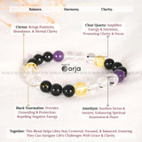 Libra Zodiac Bracelet beaded with crystal beads and descriptive text on a light background