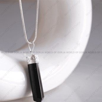 Natural Black Tourmaline Pencil Pendant