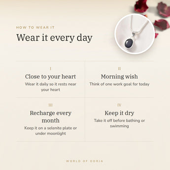 How to wear your Blue Sapphire (Neelam) Pendant – daily wear, morning wish, recharge on selenite or moonlight