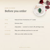 Green Aventurine Ring – good to know before you order: what is in the box, energised after order