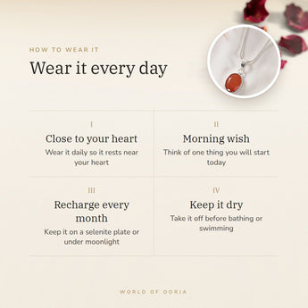 How to wear your Carnelian Pendant – daily wear, morning wish, recharge on selenite or moonlight