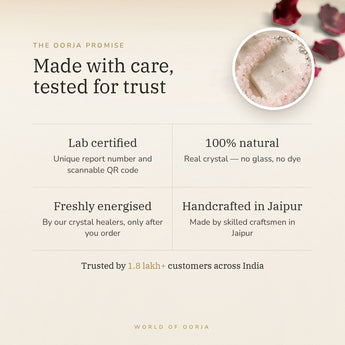 The Oorja promise – Rose Quartz Chips Bracelet, lab certified and energised after you order