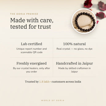 The Oorja promise – Garnet Bracelet, lab certified and energised after you order