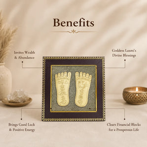 Lakshmi Charan Paduka on Raw Pyrite Frame – Wealth & Blessings