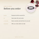 Om Kada Bracelet – before you order: size, what is in the box, energised after order