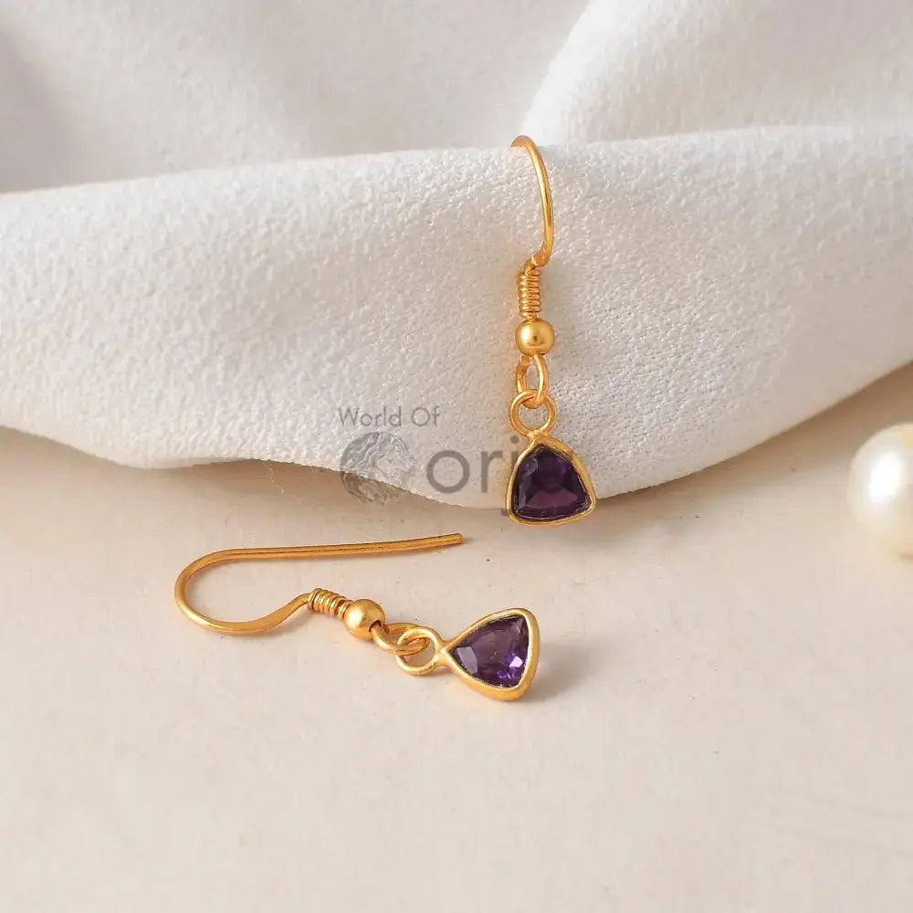 Amethyst Hanging Earring - WorldOfOorja