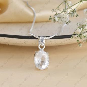 Clear Quartz (Sphatik) Pendant by WorldOfOorja, AAA-grade crystal for energy amplification