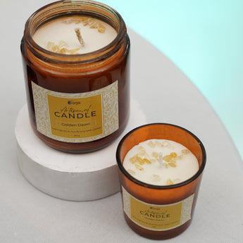 Crystal-infused candle with citrine stone for abundance, joy, and confidence