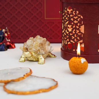 Luxury Diwali gift box with turtle, coasters & treats