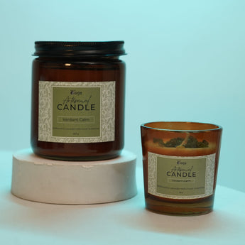 Green aventurine healing crystal candle for calmness and positive energy