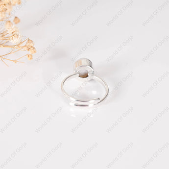 Clear glass bottle with silver cap on a light gray background