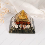 Dhanlabh Pyramid with Shree Yantra, Rudraksha, Gomti Chakra & Pyrite Pyramid