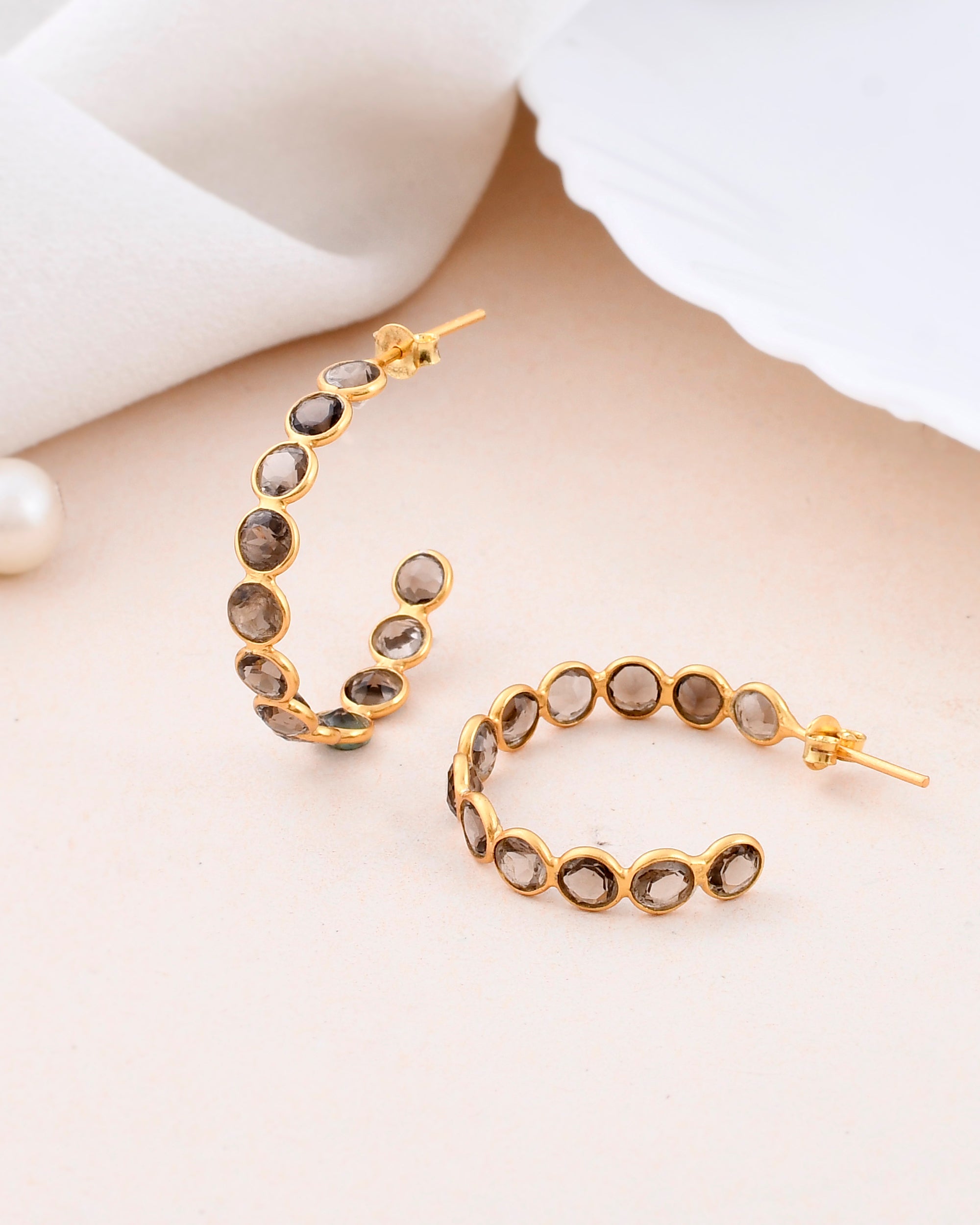 Smoky Quartz Hoop Earring - WorldOfOorja