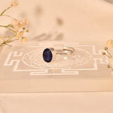 Blue sapphire ring with a polished finish, set in high-quality 925 sterling silver