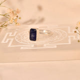 Blue sapphire ring with a polished finish, set in high-quality 925 sterling silver