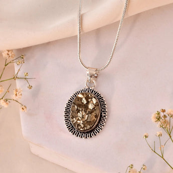 Raw Pyrite Oval Pendant