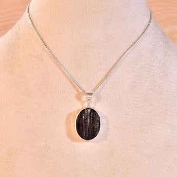 Organic raw Black Tourmaline gemstone pendant for negative energy protection
