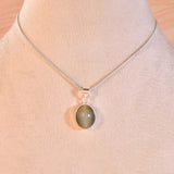cats eye pendant set in silver