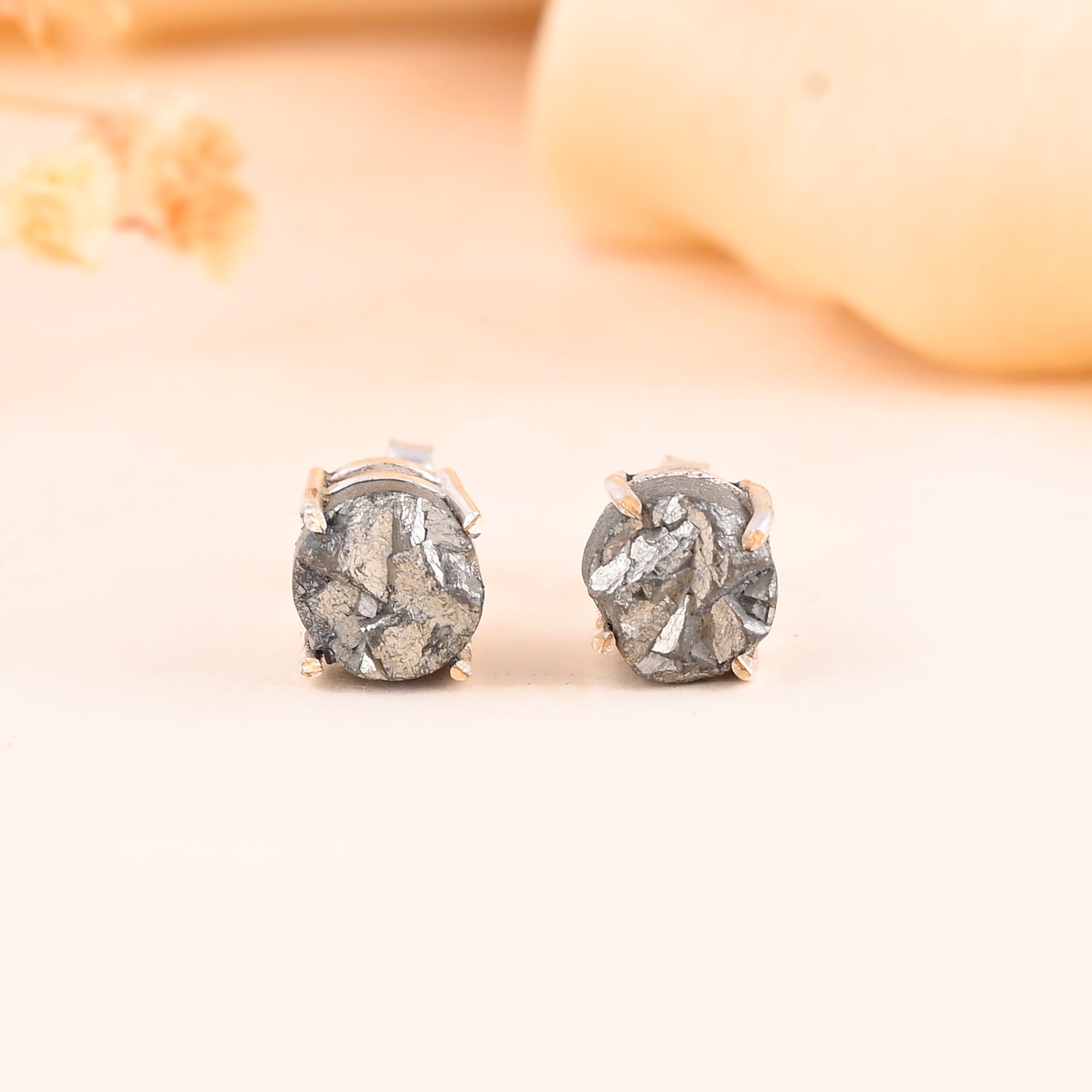 Raw Pyrite Studs - For Men &amp; Women