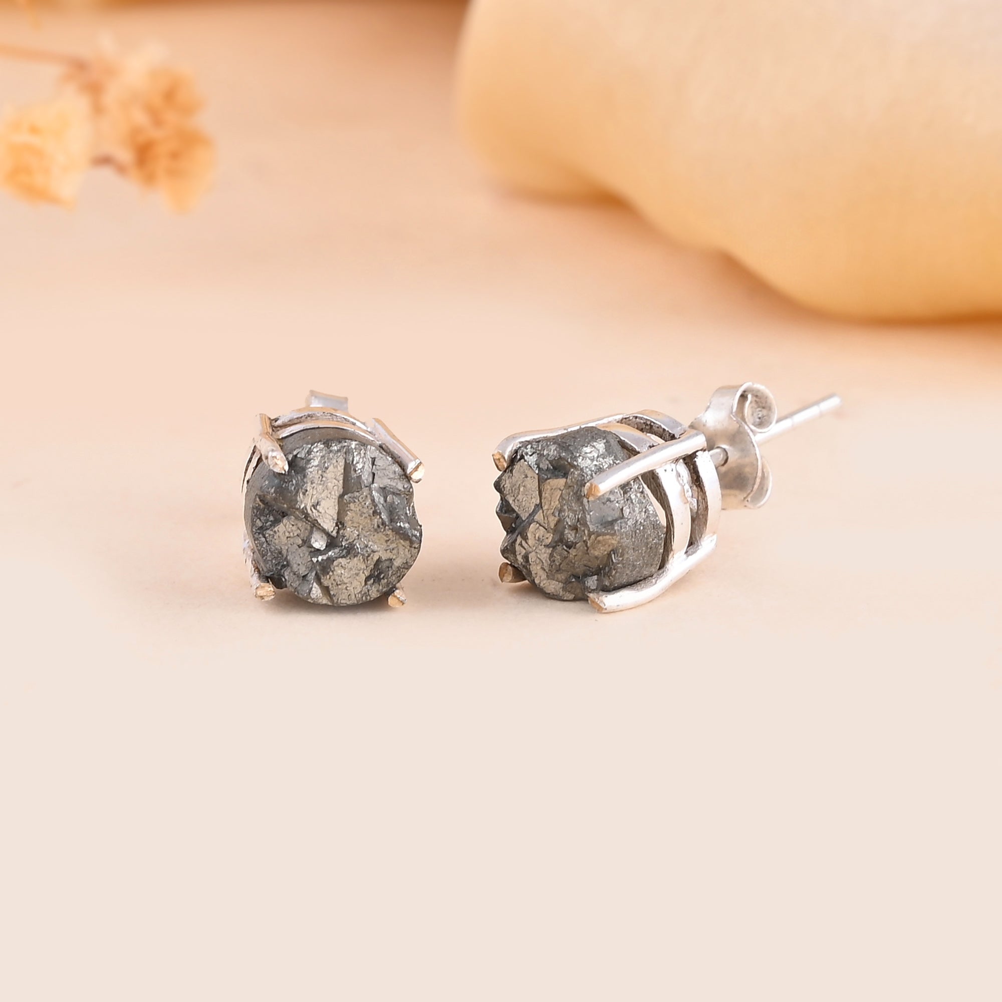 Raw Pyrite Studs - For Men &amp; Women