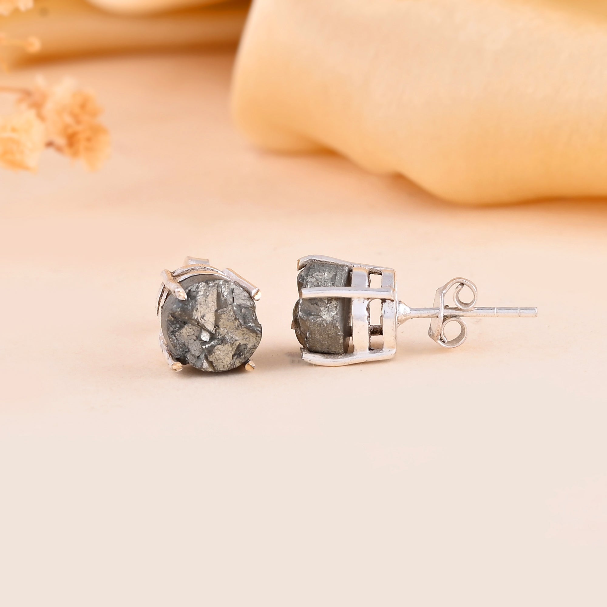 Raw Pyrite Studs - For Men &amp; Women