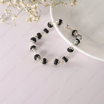 World of Oorja Silver Plated Karungali Beads Bracelet for spiritual protection
