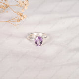 Elegant violet Amethyst stone ring for calmness