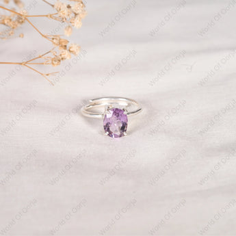Elegant violet Amethyst stone ring for calmness