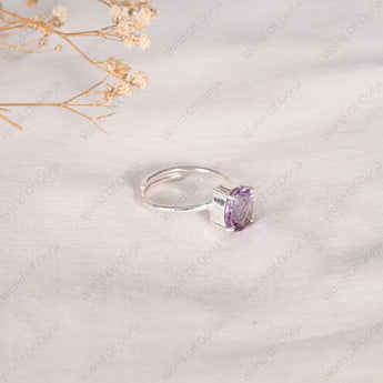 Natural Amethyst crystal ring