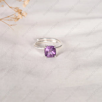 Amethyst ring with deep purple gemstone